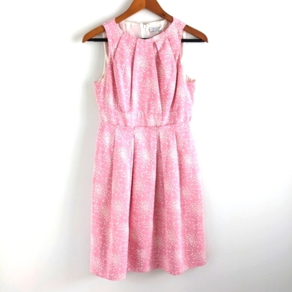 𝅺SHOSHANNA Pink Silk Blend Retro Midi Dress 4 50s Mod Twee  Fit & Flare - Picture 1 of 11
